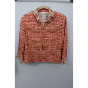 Chico’s Tweed Blazer • Pearl Detail • Sz 1